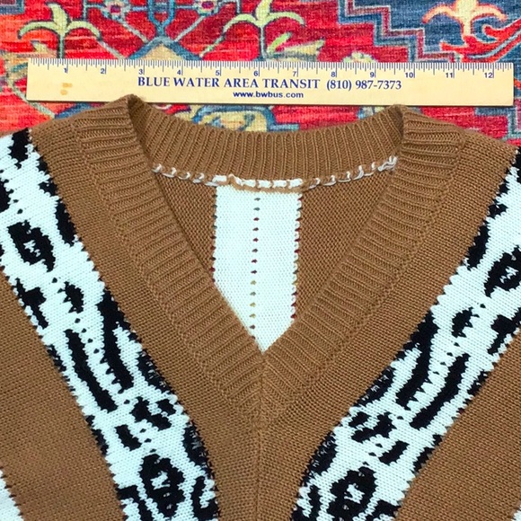 🐇VTG Knit Angora Blend Leopard Print V-Neck Sweater - Picture 3 of 6